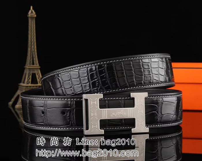 愛馬仕HERMES 海外代購最熱系列 牛皮肚皮紋 高端男士皮帶 HHG1669
